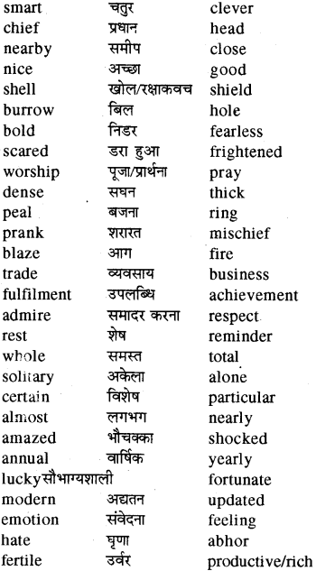 Word Meaning For Class 8 RBSE
