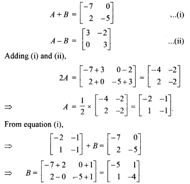 RBSE 12th Maths Chapter 3 Matrix