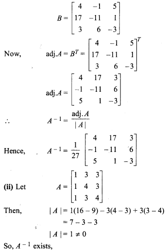 Maths Chapter 5 Class 12 Inverse Of A Matrix And Linear Equations RBSE