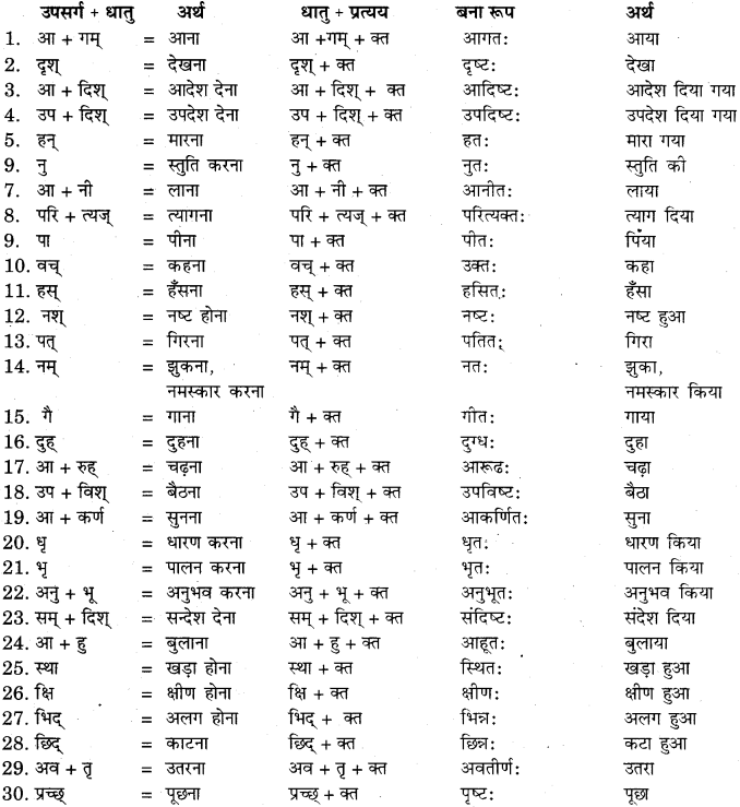 Prakriti Pratyay Sanskrit RBSE Class 11