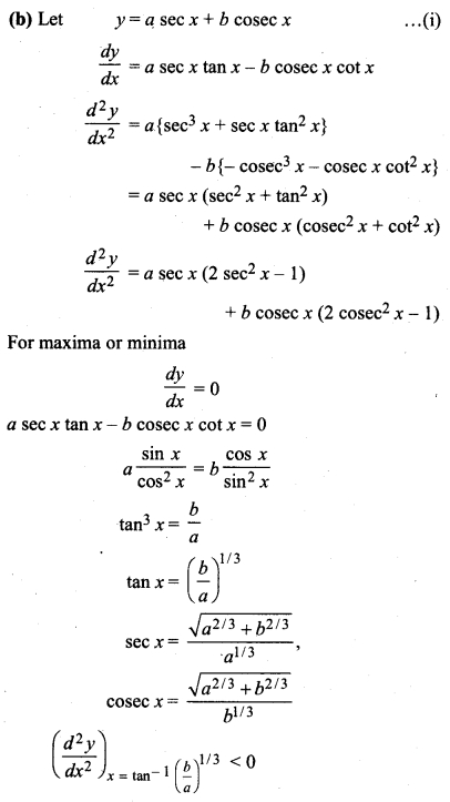 RBSE Class 12 Maths Application Of Derivatives