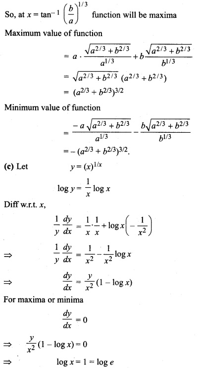 RBSE Solution Class 12 Math Application Of Derivatives