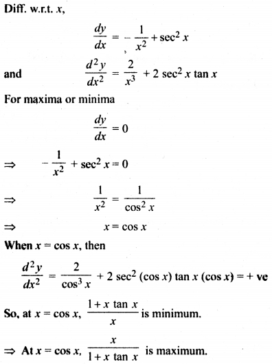 Class 12 Maths RBSE Solutions Application Of Derivatives