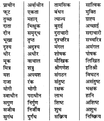 Vilom Shabd In Hindi For Class 7th RBSE
