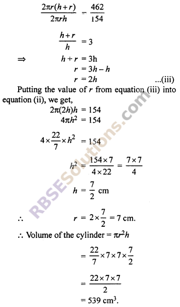RBSE solutions for class 10 maths chapter 16.2 Surface Area and Volume