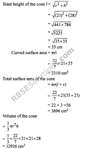 Ex 16.3 Class 10 RBSE Surface Area And Volume