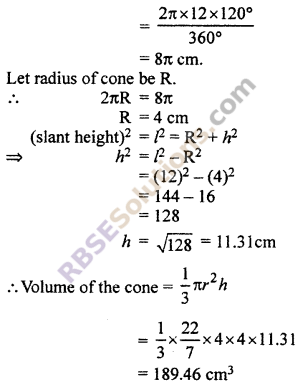 Class 10 Maths RBSE Solution Chapter 16.3 Surface Area And Volume