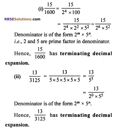 RBSE Solutions For Class 10 Maths Real Numbers Chapter 2