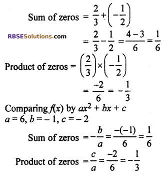 Ex 3.1 Class 10 RBSE Chapter 3 Solutions Polynomials