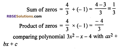 RBSE Solutions For Class 10 Maths Chapter 3.1 Polynomials