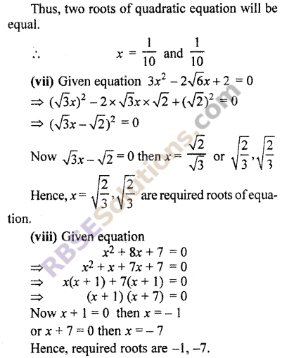 RBSE Maths Solution Class 10 Chapter 3 Polynomials