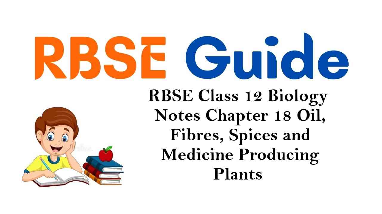 RBSE Class 12 Biology Notes Chapter 18 Oil, Fibres, Spices and Medicine Producing Plants