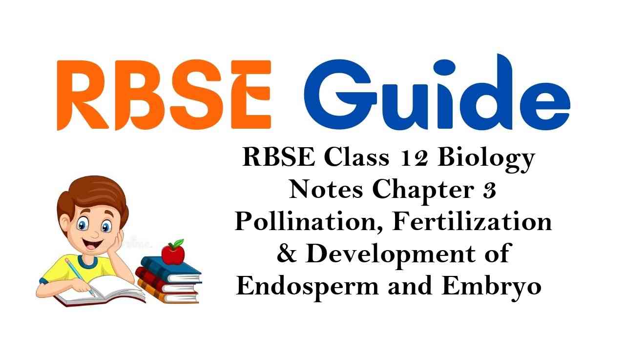 RBSE Class 12 Biology Notes Chapter 3 Pollination, Fertilization & Development of Endosperm and Embryo